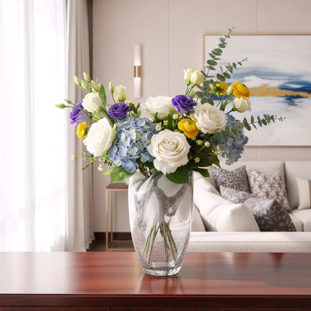 Silver Fog Handblown Glass Vase