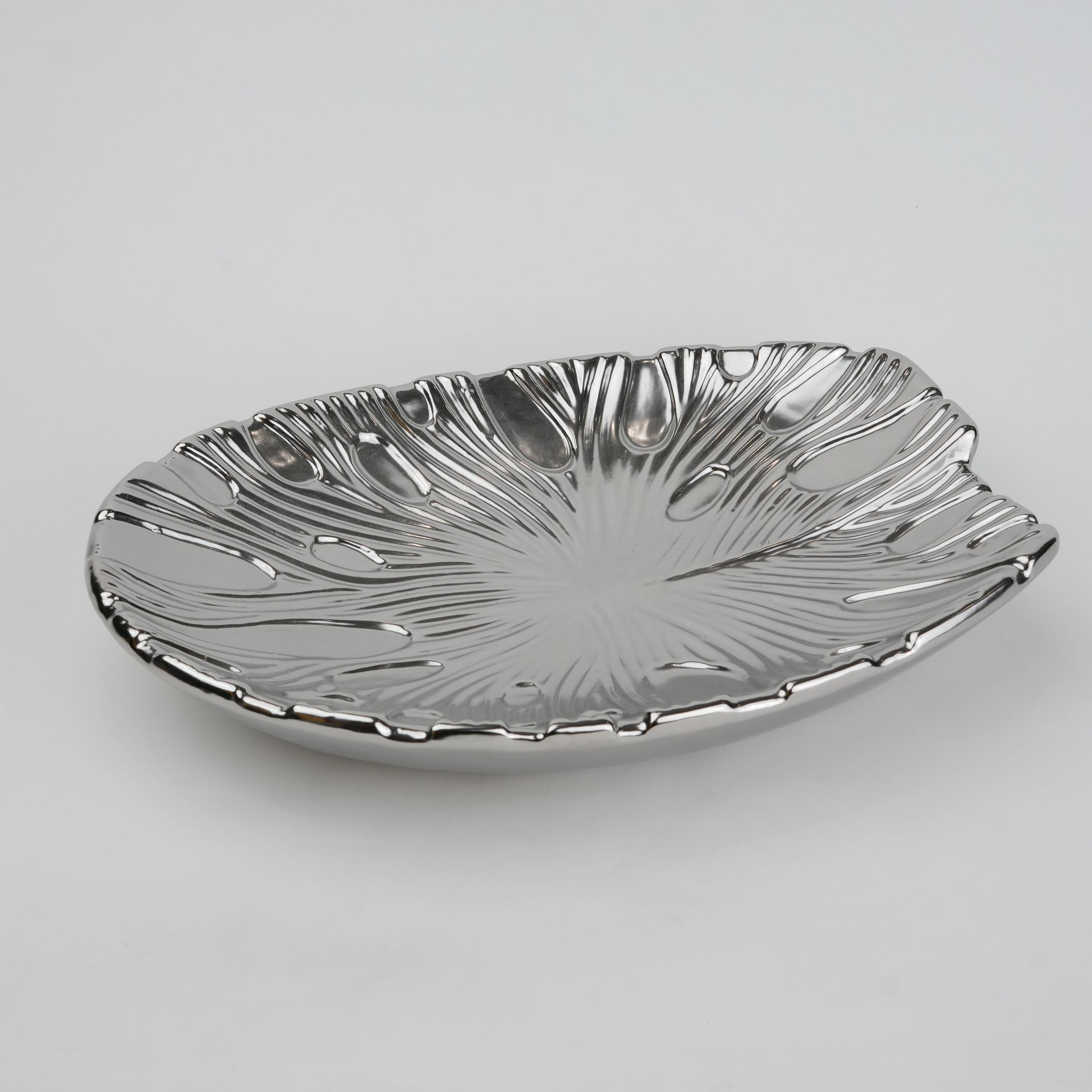 Gold and silver decorative serve plate with textured surface for table serving and home decor