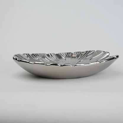 Gold and silver decorative serve plate with textured surface for table serving and home decor