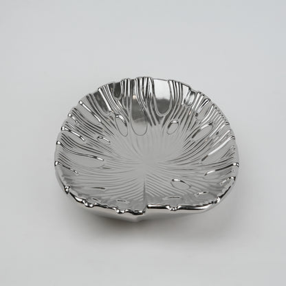 Gold and silver decorative serve plate with textured surface for table serving and home decor