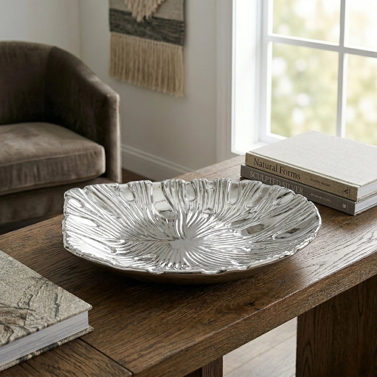 Radiant Serve Plate silver finish decorative serving plate
