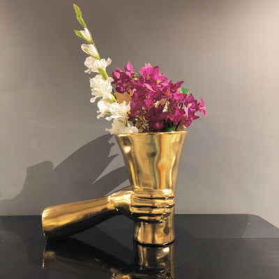 Gilded Grace Hand Vase
