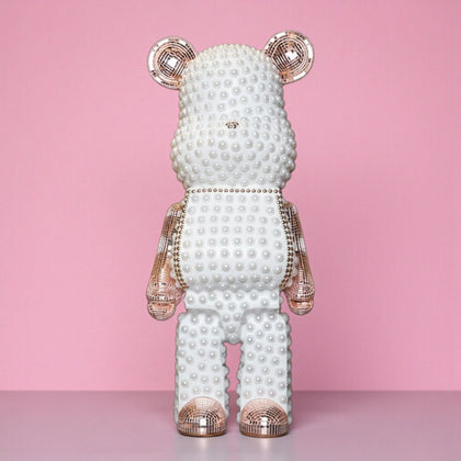 Rose gold pearl bear front on pink backdrop