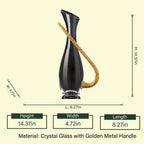 Contemporary handcrafted wine decanter with clear glass finish and curved artistic silhouette for elegant dining table presentation