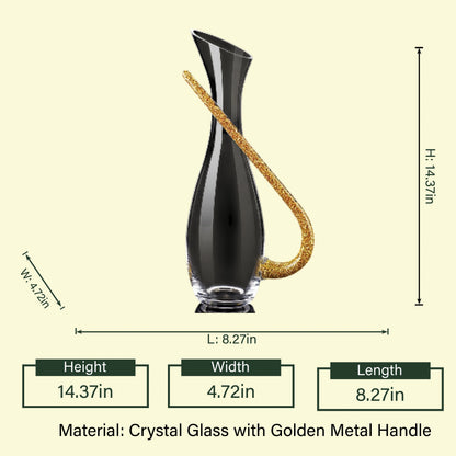Contemporary handcrafted wine decanter with clear glass finish and curved artistic silhouette for elegant dining table presentation