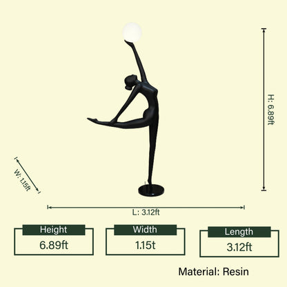Luminous Ballet lamp, dimension spec diagram