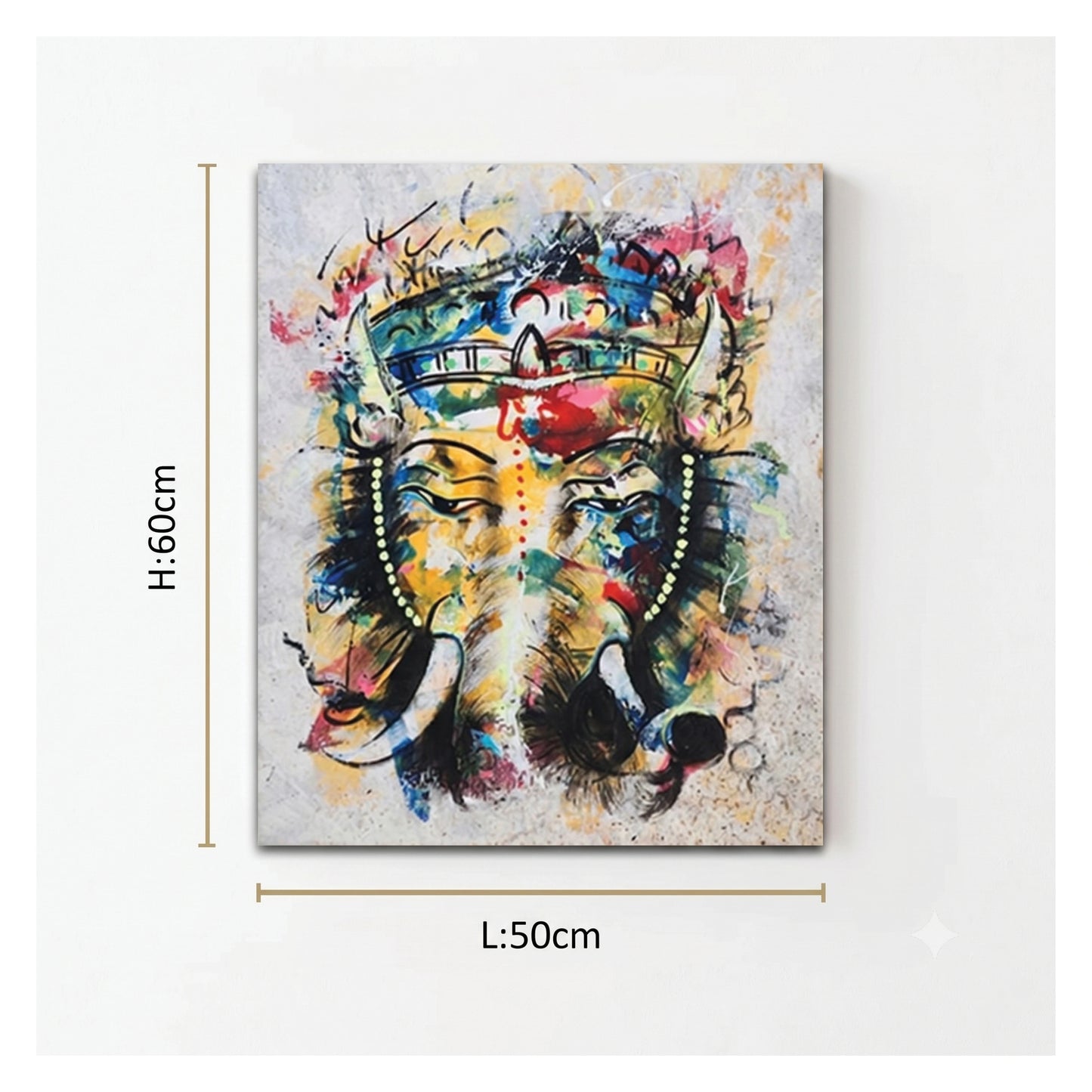 Abstract Ganesha canvas painting with vibrant contemporary artwork for modern home wall décor