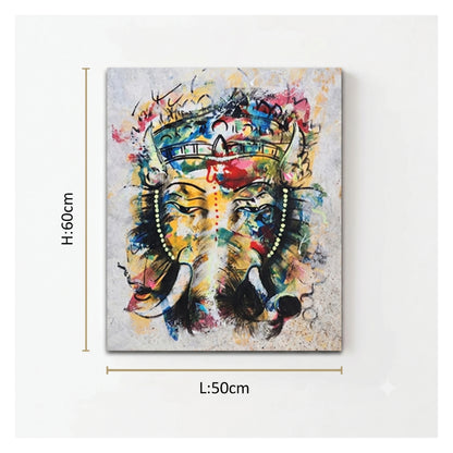 Abstract Ganesha canvas painting with vibrant contemporary artwork for modern home wall décor