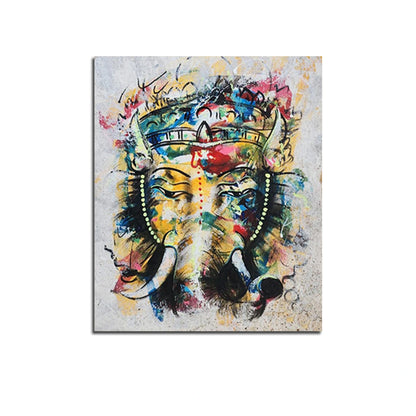 Abstract Ganesha canvas painting with vibrant contemporary artwork for modern home wall décor
