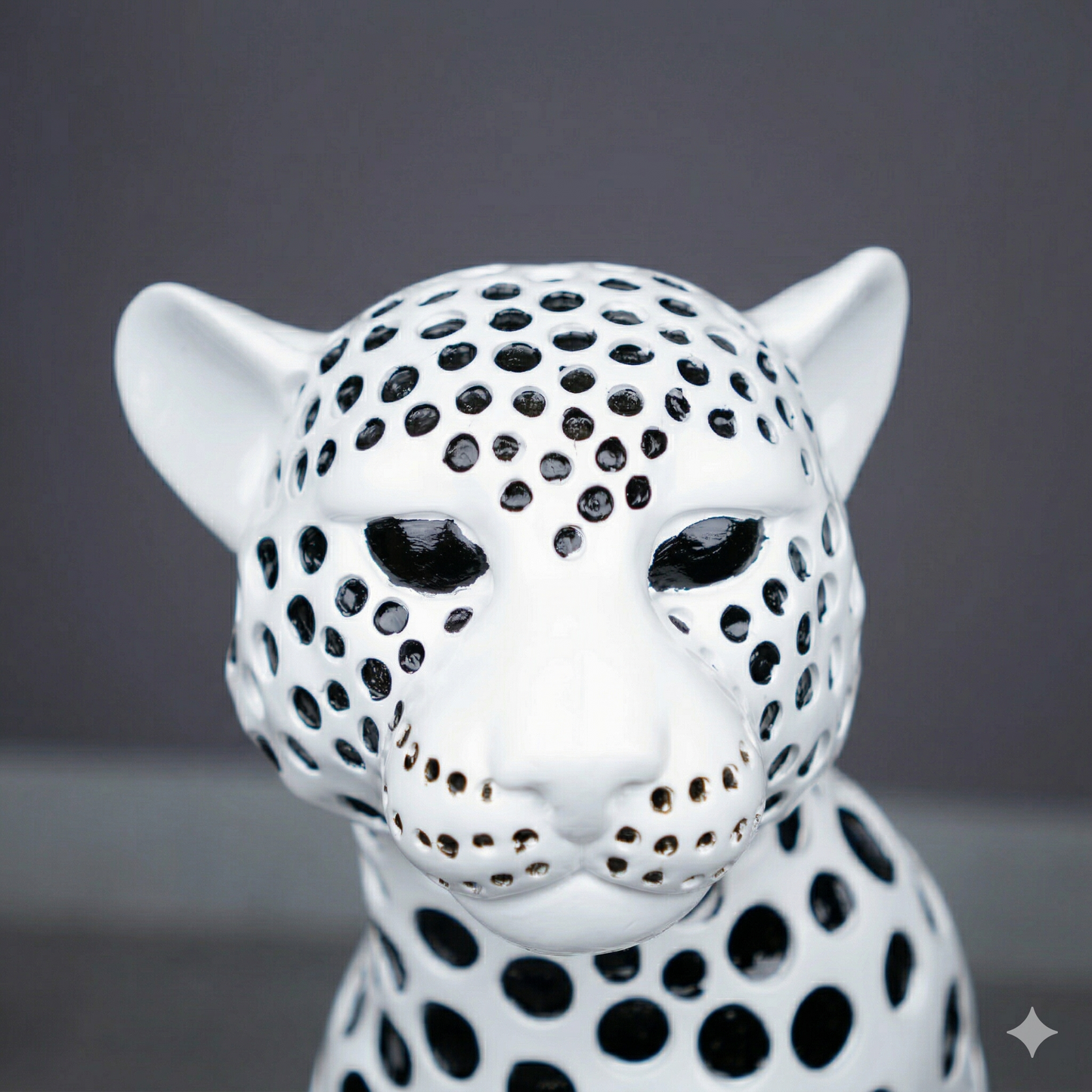 Modern white leopard decor piece for luxury interior styling