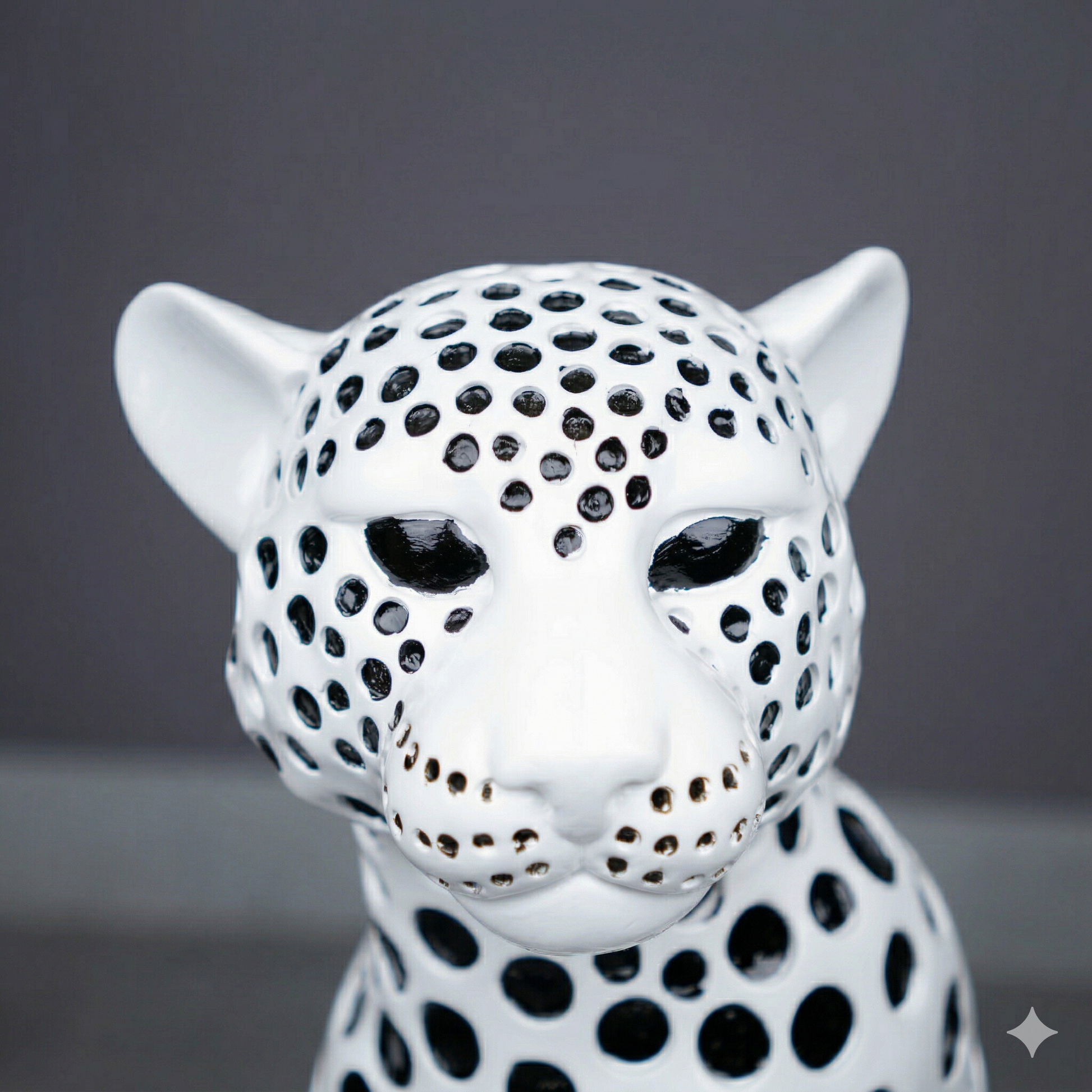 Modern white leopard decor piece for luxury interior styling