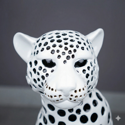Modern white leopard decor piece for luxury interior styling
