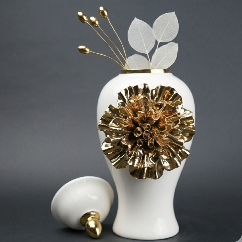 Gilded Bloom Jar lifestyle render in modern interior