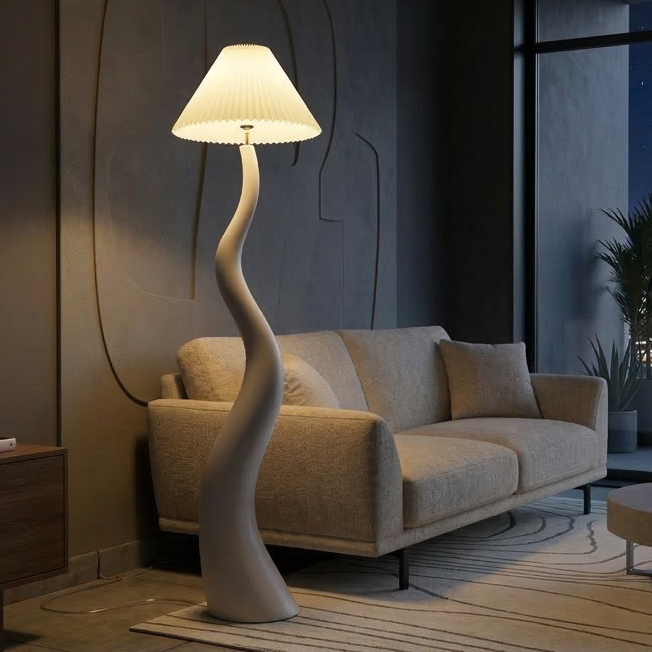 Wavy Glow lamp in modern living room scene