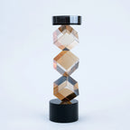 Modern geometric amber candle holder with black base for luxury home décor