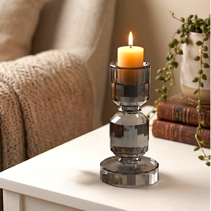 Geometric Grey Crystal Candle Stand