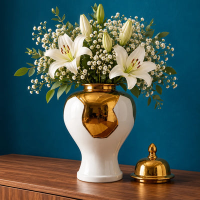Gold Accent Ceramic Jar