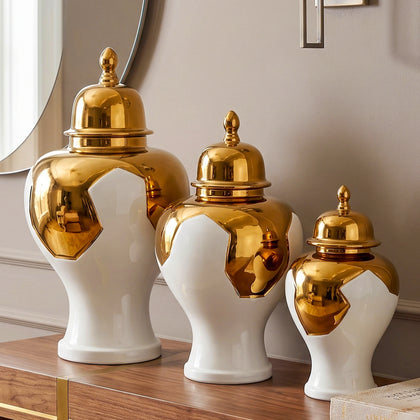 Gold Accent Ceramic Jar