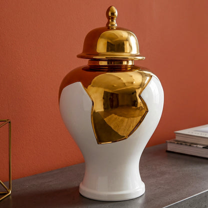 Ornate white and gold decorative vase 