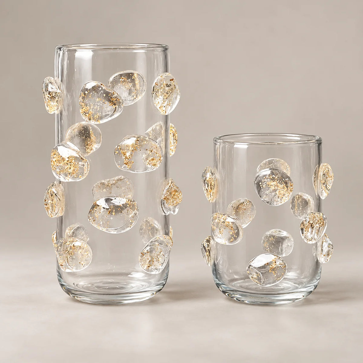 Pebble Luxe vase pair, roses on marble counter