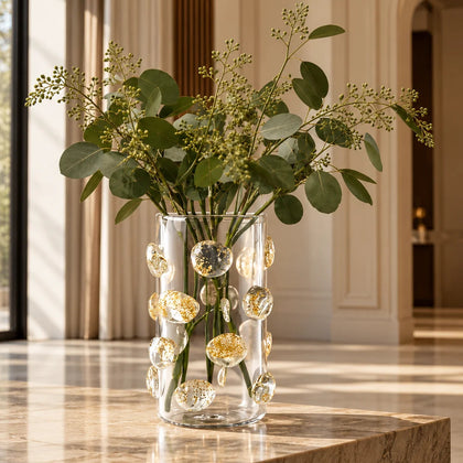 Pebble Luxe vase pair, roses on marble counter
