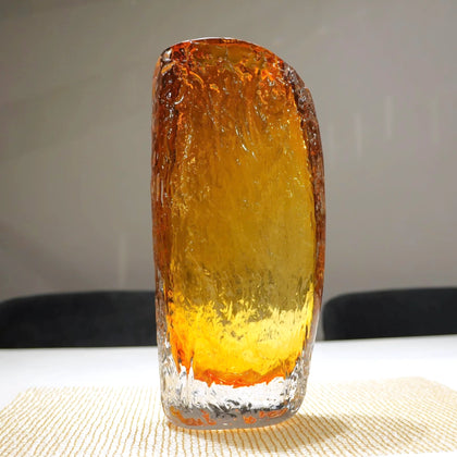 Golden textured decorative glass vase for luxury modern interiors