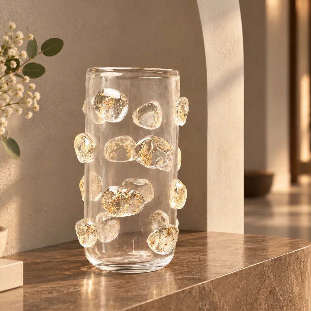 Pebble Luxe vase pair, roses on marble counter