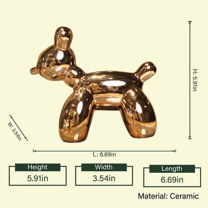 Glossy gold balloon poodle on yellow card