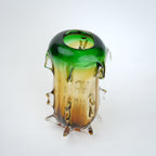 Green amber spiked vase, top-down angle