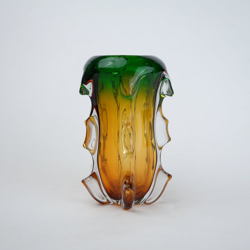 Green Amber Art Glass Vase