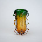 Green Amber Art Glass Vase
