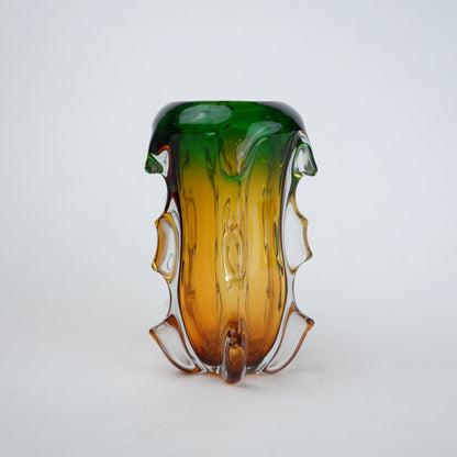 Green Amber Art Glass Vase