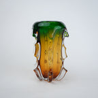 Green Amber Art Glass Vase