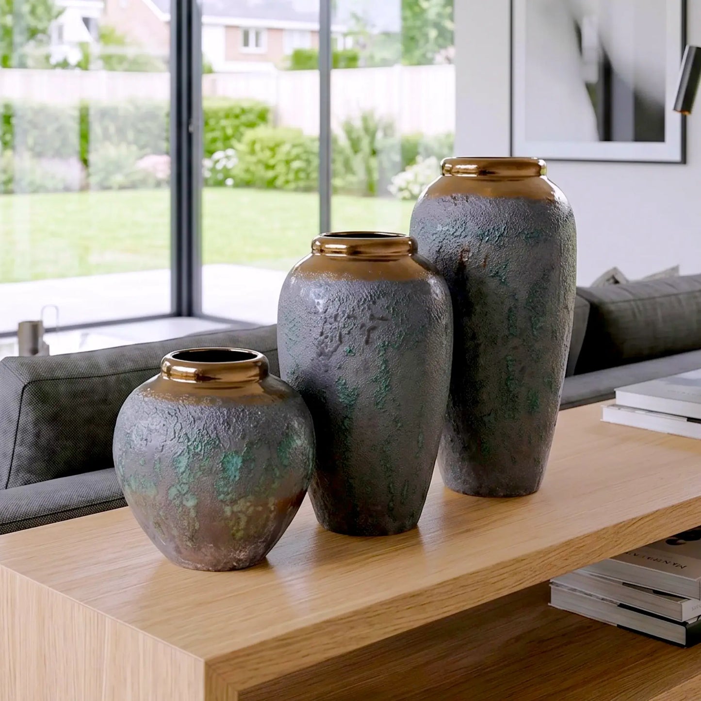Green Charcoal Ceramic Vase