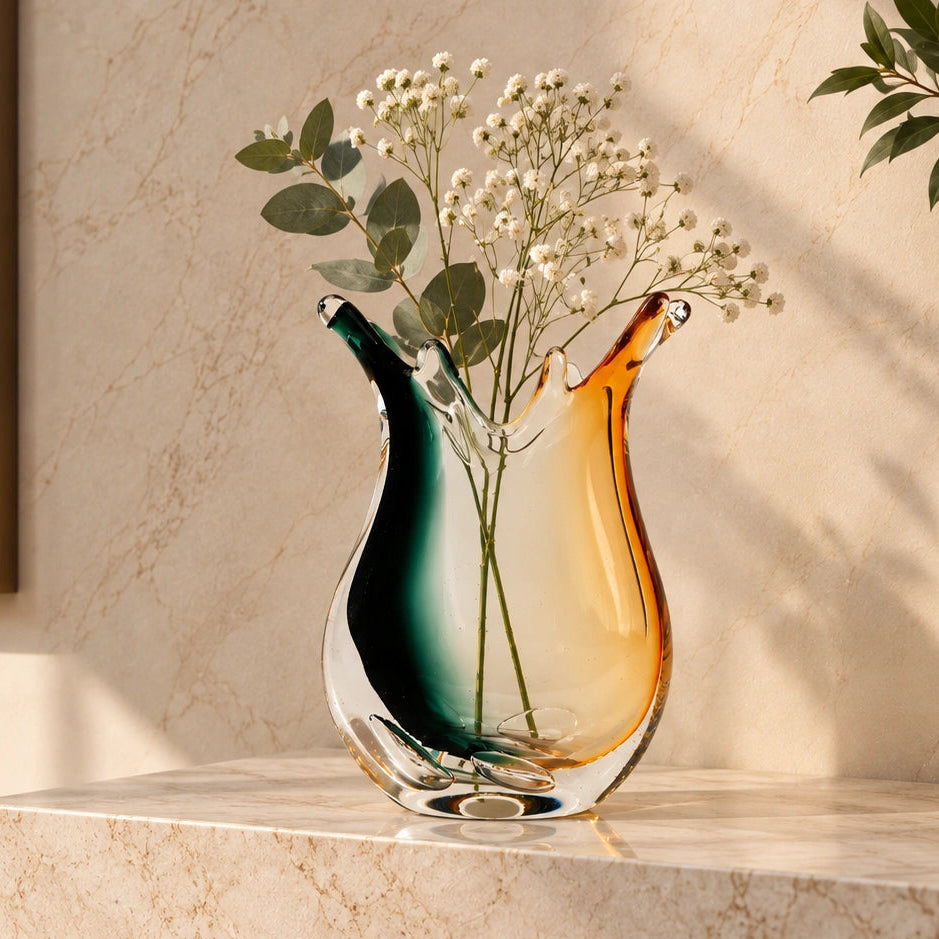 Green Clear Dual Tone Vase