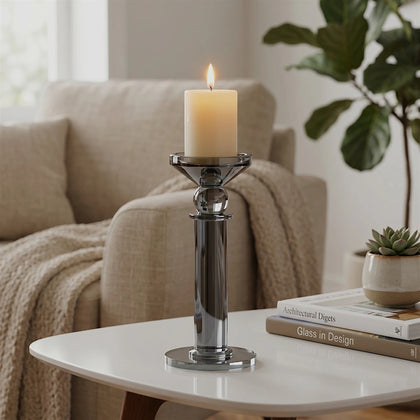 Grey Crystal Pillar Candle Holder