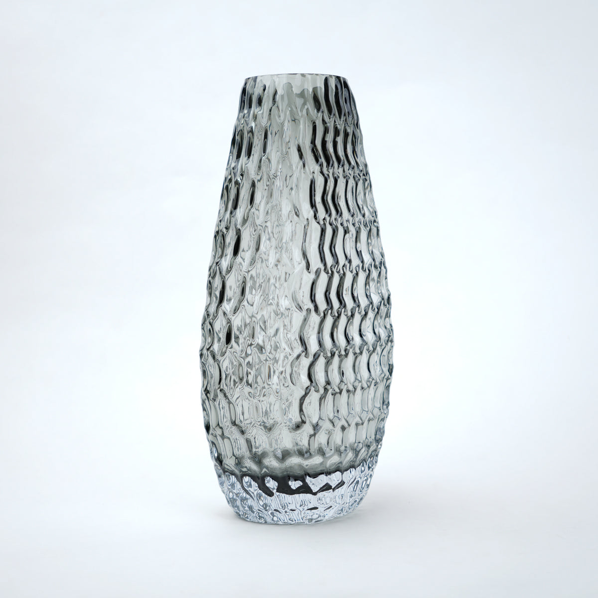 Decorative glass vase with textured design