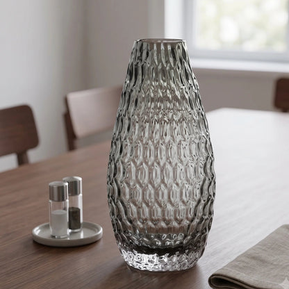 Decorative glass vase with textured design