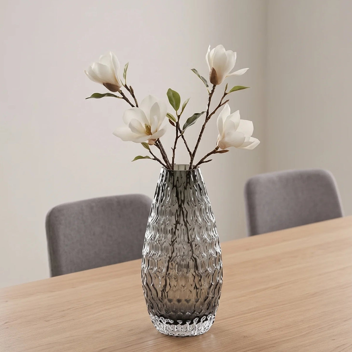 Decorative glass vase with textured design