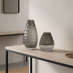 Decorative glass vase with textured design