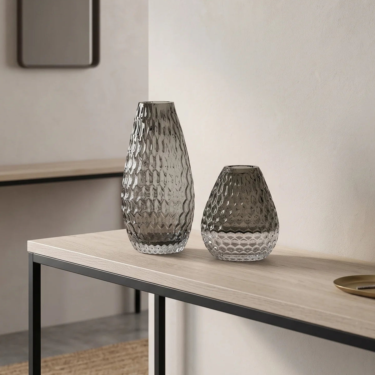 Decorative glass vase with textured design