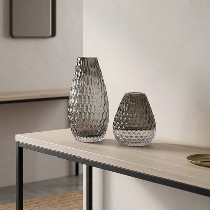 Decorative glass vase with textured design