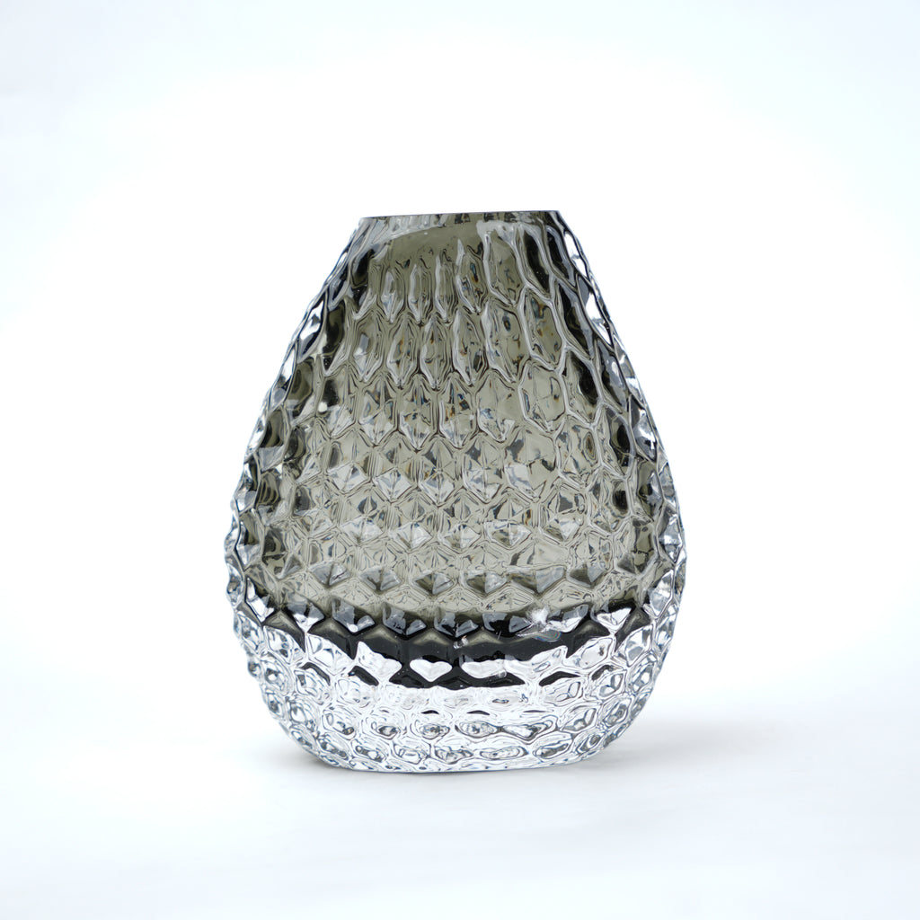 Decorative glass vase with textured design