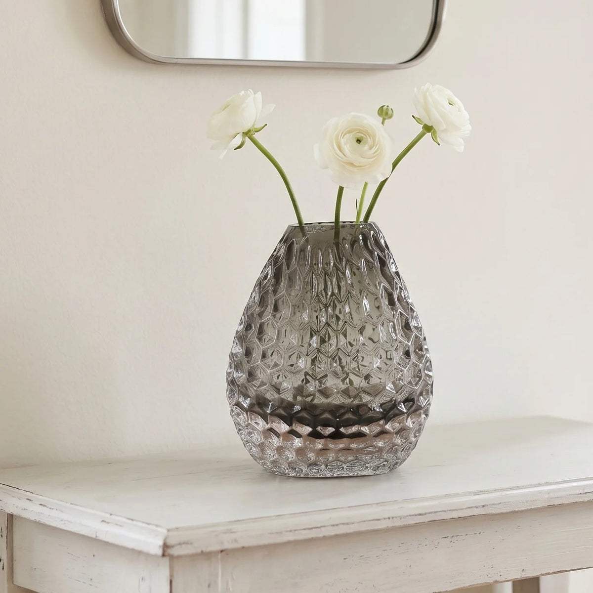 Decorative glass vase with textured design