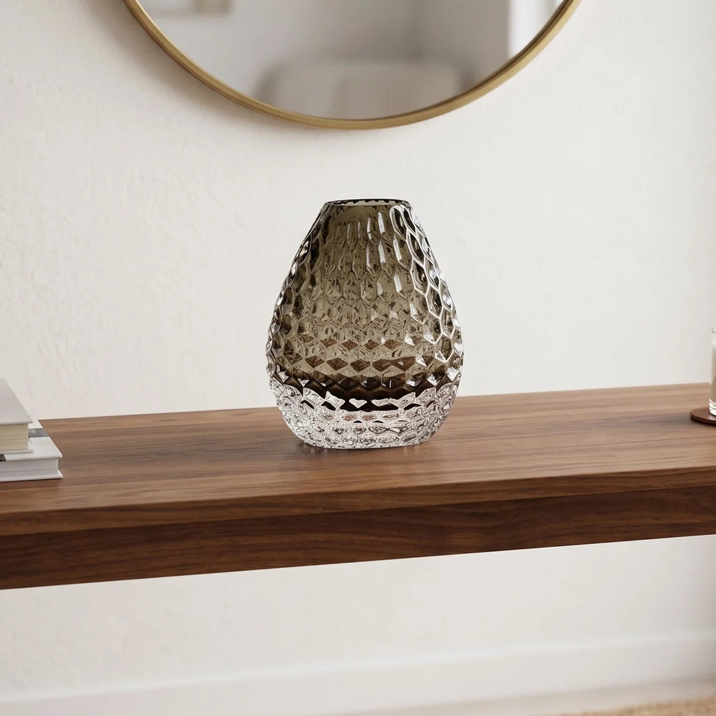 Decorative glass vase with textured design