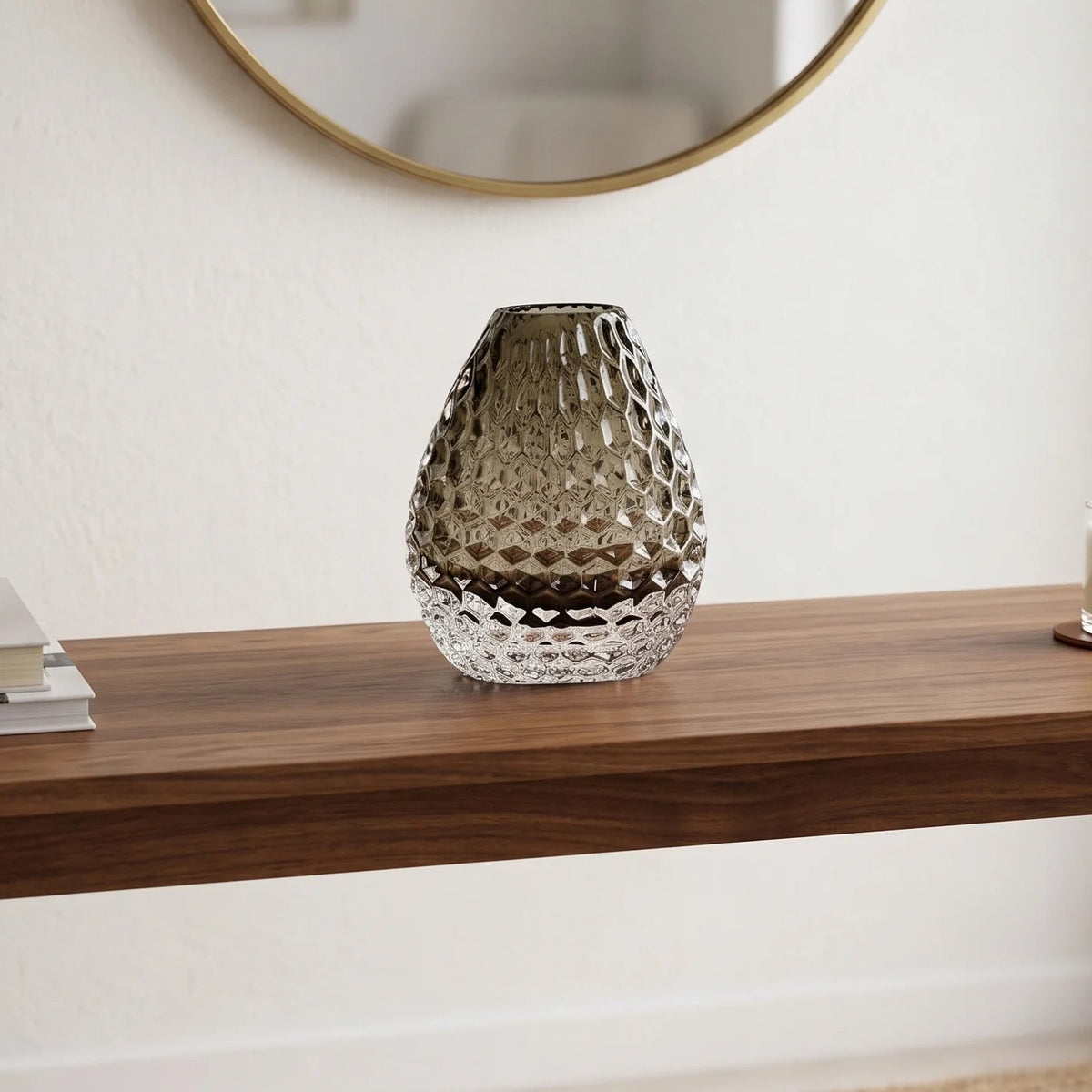 Decorative glass vase with textured design