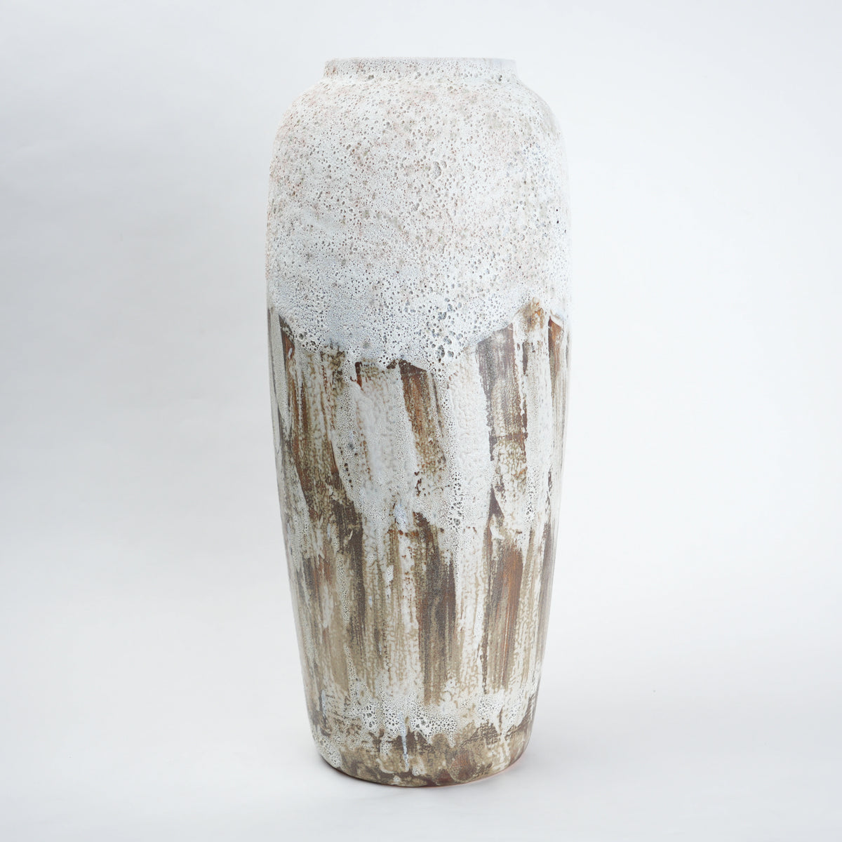 Textured ceramic decorative vases with hand-painted mountain landscape artwork in three sculptural shapes