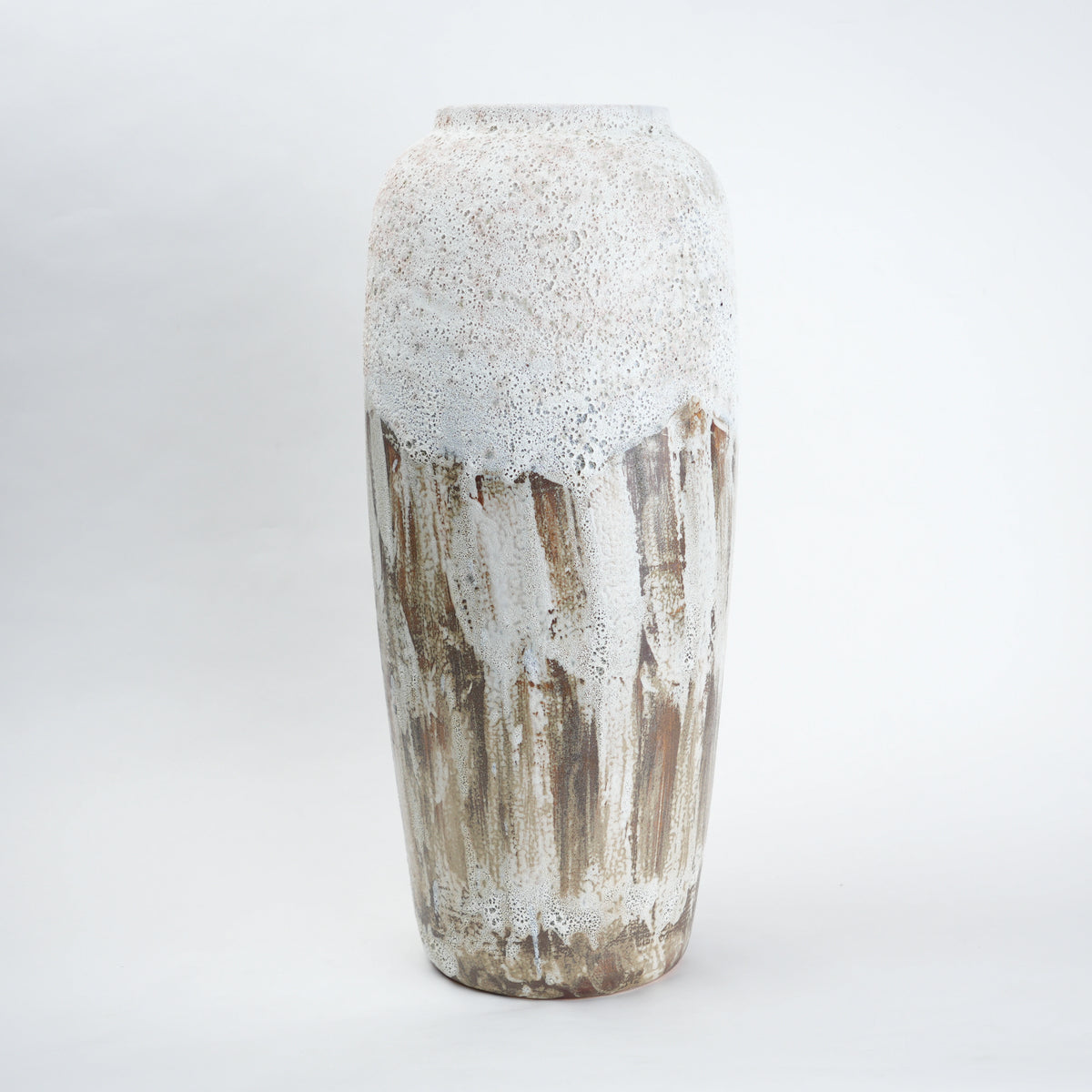 Textured ceramic decorative vases with hand-painted mountain landscape artwork in three sculptural shapes