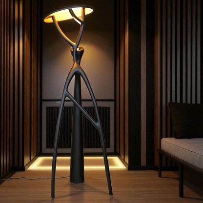 modern tree form sculpture lamp with warm ambient lighting