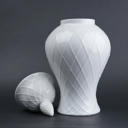 Ivory lattice jar, lid off, charcoal studio